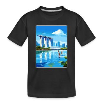 Marina Bay Sands Singapore Travel Poster Souvenir - Kids' Premium Organic T-Shirt - black - Front