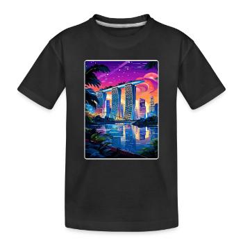 Marina Bay Sands Singapore Travel Poster Souvenir - Kids' Premium Organic T-Shirt - black - Front