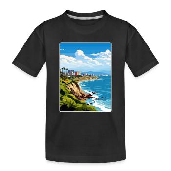 Lima Peru Travel Poster Souvenir Postcard Painting - Kids' Premium Organic T-Shirt - black - Front