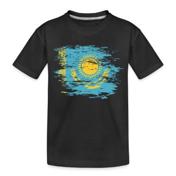 Kasachstan Flagge used - Kinder Premium Bio T-Shirt - Schwarz - Vorne