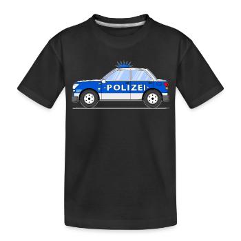 Polizeiauto in Blau und Silber - Kinder Premium Bio T-Shirt - Schwarz - Vorne