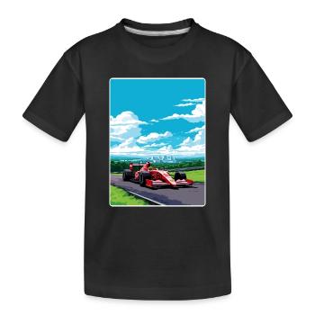 Lebendiges Formel-Rennwagen-Design - Kinder Premium Bio T-Shirt - Schwarz - Vorne