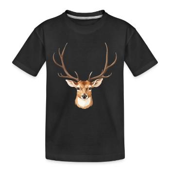 Tête de cerf mignonne - T-shirt bio Premium Enfant - noir - Devant
