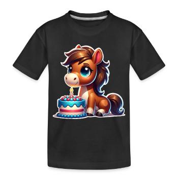 Horse Foal Pony Birthday - Kids' Premium Organic T-Shirt - black - Front