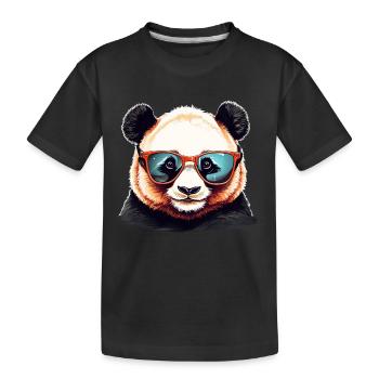 Lässiger Pandakopf mit Sonnenbrille - Kinder Premium Bio T-Shirt - Schwarz - Vorne