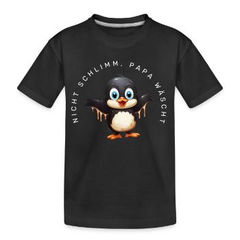 Nicht schlimm, Papa wäscht (Pinguin) - Kinder Premium Bio T-Shirt - Schwarz - Vorne