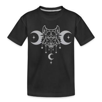Loup de la Lune Wicca - couleur personnalisable - T-shirt bio Premium Enfant - noir - Devant