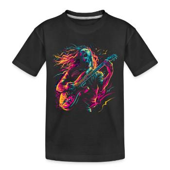 Gitarrist E-Gitarre Rock Punk Metal Splash Neon - Kinder Premium Bio T-Shirt - Schwarz - Vorne