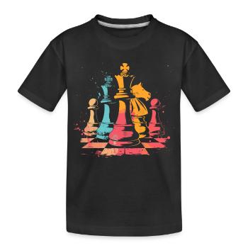 Chess Pieces Retrowave - Kids' Premium Organic T-Shirt - black - Front