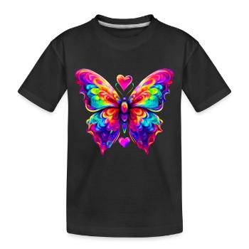 Colorful Psychedelic Butterfly - Kids' Premium Organic T-Shirt - black - Front