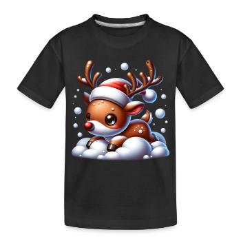 Reindeer Cute St. Nicholas Gift - Kids' Premium Organic T-Shirt - black - Front