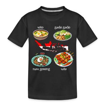 Indonesische Gerichte: Soto, Gado Gado, Nasi goren - Kinder Premium Bio T-Shirt - Schwarz - Vorne