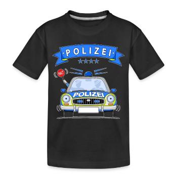 Polizeiauto mit Sirene - Kinder Premium Bio T-Shirt - Schwarz - Vorne