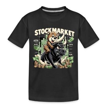 Stock Market Stock Market Bull Bull Bear Profit Gift - Kids' Premium Organic T-Shirt - black - Front