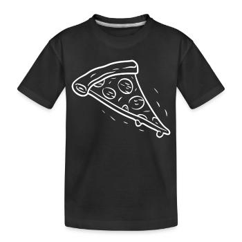 Pizzastück Strichzeichnung - Kinder Premium Bio T-Shirt - Schwarz - Vorne