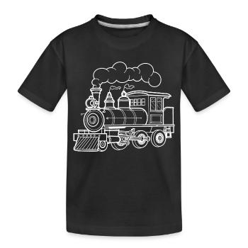 Dampflokomotive Skizze - Kinder Premium Bio T-Shirt - Schwarz - Vorne