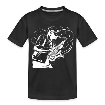 Saxophonist Skizze - Kinder Premium Bio T-Shirt - Schwarz - Vorne