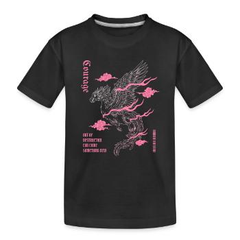 Courage – Phoenix Wiedergeburt Design - Kinder Premium Bio T-Shirt - Schwarz - Vorne
