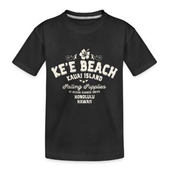 Titre Tendance Affichage K'ee Beach Hawaii - T-shirt bio Premium Enfant - noir - Devant