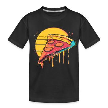 Pizza slice illustration - Kids' Premium Organic T-Shirt - black - Front