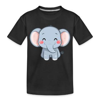 Niedlicher glücklicher Elefant - Entzückende Karikatur - Kinder Premium Bio T-Shirt - Schwarz - Vorne