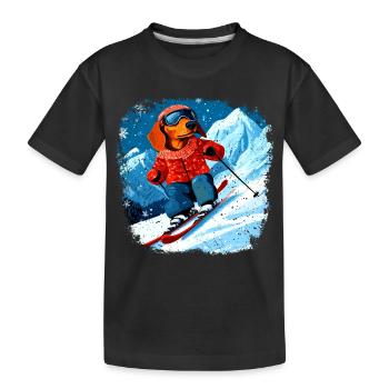 Ski teckel - T-shirt bio Premium Enfant - noir - Devant