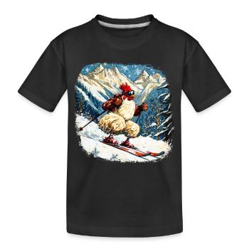 Poulet de ski - T-shirt bio Premium Enfant - noir - Devant