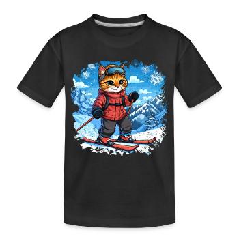 Chats de ski - T-shirt bio Premium Enfant - noir - Devant