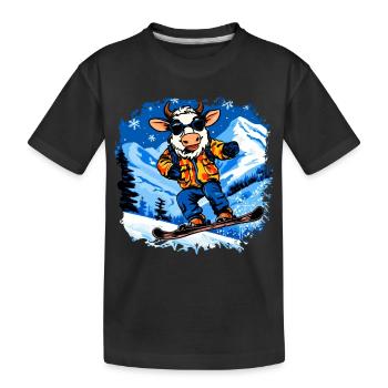 Vaches Snowboard / Vache Snowboardeuse - T-shirt bio Premium Enfant - noir - Devant