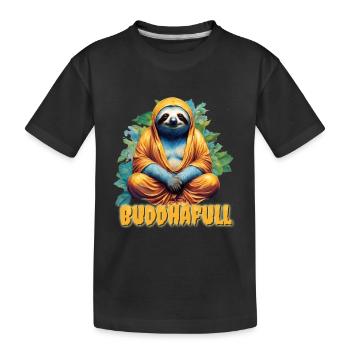 Buddha Yoga Lazy Humor God Sloth Nerd Sleep - Kids' Premium Organic T-Shirt - black - Front