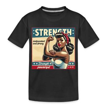 Stärke starke Frau Afroamerikanerin retro Geschenk - Kinder Premium Bio T-Shirt - Schwarz - Vorne