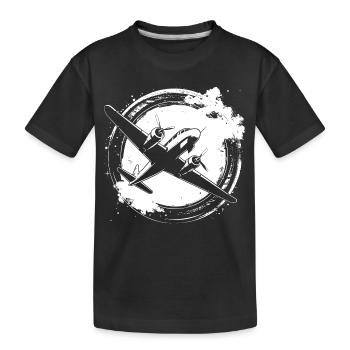 Flugzeug Skizze - Kinder Premium Bio T-Shirt - Schwarz - Vorne