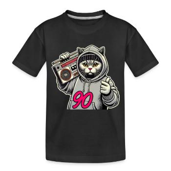 90 Ghetto Blaster British Shorthair Cat Gift - Kids' Premium Organic T-Shirt - black - Front