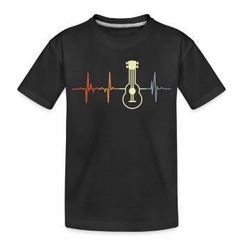 Ukulele Heartbeat Retro - Kids' Premium Organic T-Shirt - black - Front
