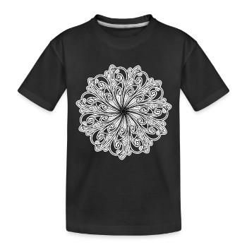 Schwarz-weißes Blumenmuster - Kinder Premium Bio T-Shirt - Schwarz - Vorne