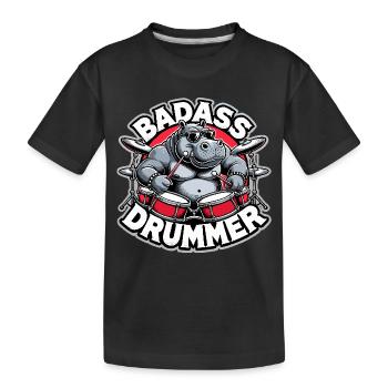 Badass Drummer Hippo Cool Gift - T-shirt bio Premium Enfant - noir - Devant