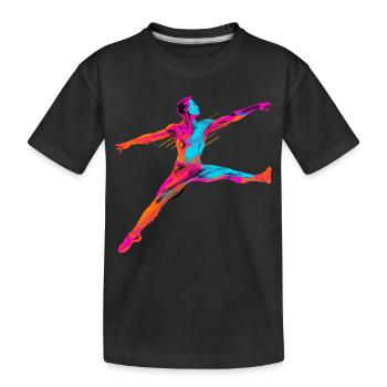 Männlicher Ballett Tänzer Synthwave - Kinder Premium Bio T-Shirt - Schwarz - Vorne
