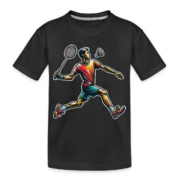 Badminton - Kinder Premium Bio T-Shirt - Schwarz - Vorne