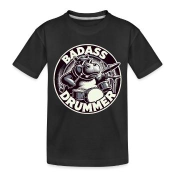 Badass Drummer Hippo Cool Gift - T-shirt bio Premium Enfant - noir - Devant