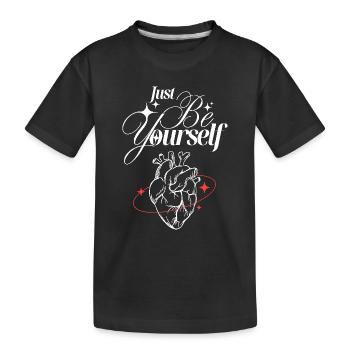 Just Be Yourself – Heart & Self-Love - Kids' Premium Organic T-Shirt - black - Front