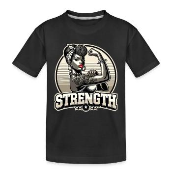 Stärke starke Frau Afroamerikanerin retro Geschenk - Kinder Premium Bio T-Shirt - Schwarz - Vorne