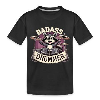 Badass Drummer Raton laveur Cadeau cool - T-shirt bio Premium Enfant - noir - Devant