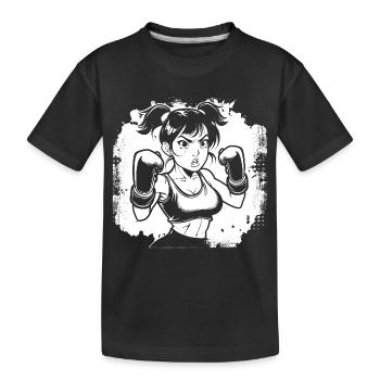 Weiblicher Boxer - Kinder Premium Bio T-Shirt - Schwarz - Vorne