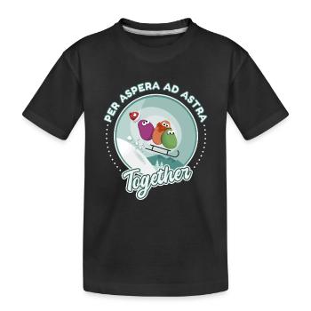 Snow sledging love drawing humor - Kids' Premium Organic T-Shirt - black - Front