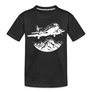 Flugzeug Zeichnung - Kinder Premium Bio T-Shirt - Schwarz - Vorne