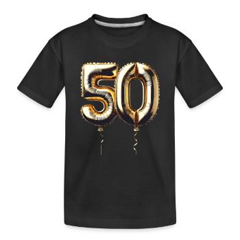 50 Jahre Gold Luftballon Folienballon Geschenk - Kinder Premium Bio T-Shirt - Schwarz - Vorne