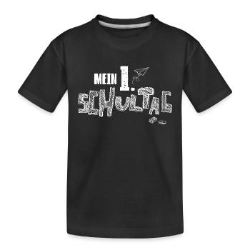 First day of school School enrollment for schoolchildren - Kids' Premium Organic T-Shirt - black - Front
