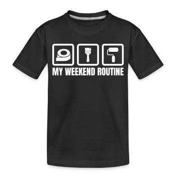 Meine Wochenendroutine - Kinder Premium Bio T-Shirt - Schwarz - Vorne