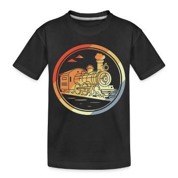 Lokomotive Skizze Retro Style - Kinder Premium Bio T-Shirt - Schwarz - Vorne