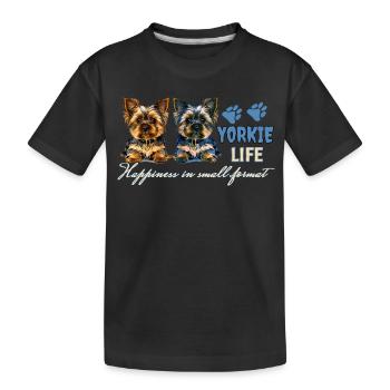Yorkie puppys - Kids' Premium Organic T-Shirt - black - Front